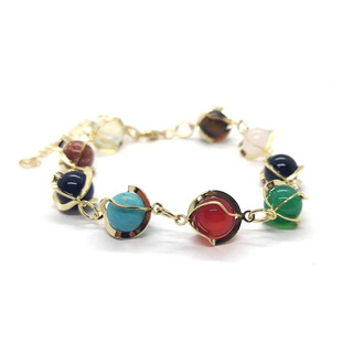 Pulseira De Esferas Delicada Pedras Sortidas Folheado Ă Ouro Pulseira De Esferas Delicada Pedras Sortidas Folheado Ă Ouro