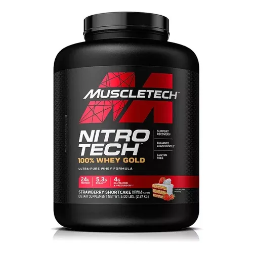 Nitro Tech 100% Whey Gold 5lb Sabor Strawberry Shortcake