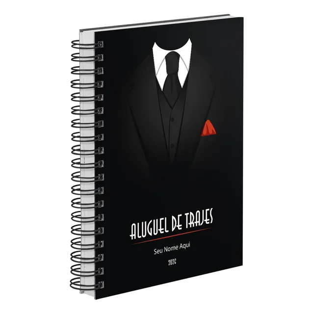 Agenda De Serviços 2026 Personalizada Aluguel Trajes Preta