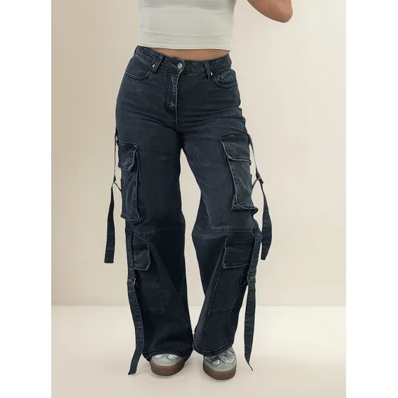 Jean Wide Leg Cargo Recto Dama Lou Jeans