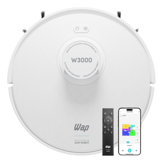 RobĂ´ Aspirador De PĂł Wap Robot W3000 Com Controle Remoto E App, Varre Passa Pano, 127/220v RobĂ´ Aspirador De PĂł Wap Robot W3000 Com Controle Remoto E App, Varre Passa Pano, 127/220v
