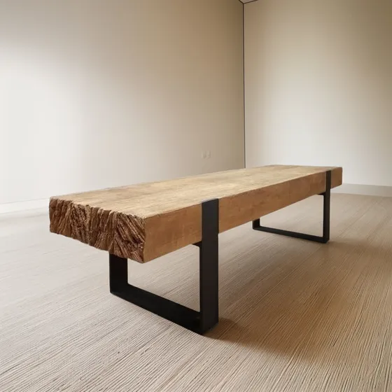 Mesa De Centro Rústica De Madera De Durmientes De Roble