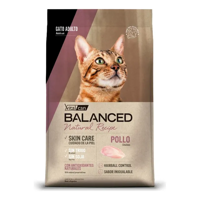 Alimento Vitalcan Balanced natural recipe gato adulto sabor pollo bolsa 3kg