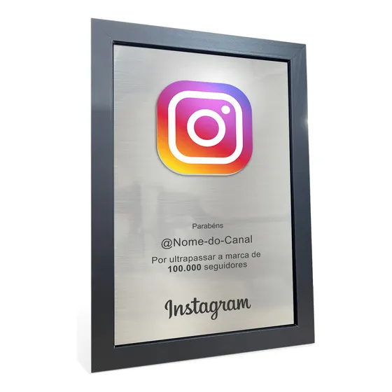 Quadro Placa Instagram Personalizado Inscritos + Nome
