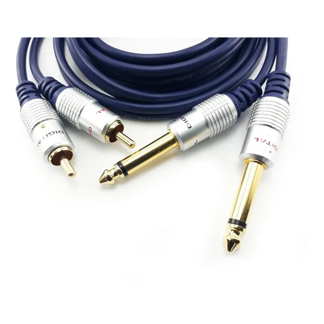 Cable 2 Rca A 2 Plug De 1/4 Mono 6.35mm. 1,8 Metros