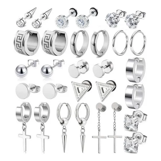 15pc Aretes Hombre Piercing Pendientes Acero Inoxidable