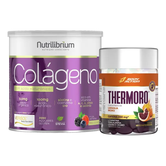Colágeno Verisol Pó y Thermoro 60 Comp Laranja Moro Cafeína Sabor Frutas Vermelhas Nutrilibrium