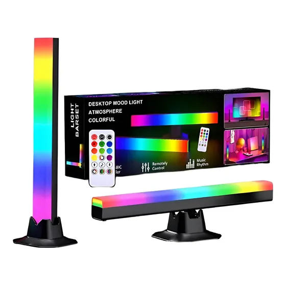 2 Barra Led Rgb Gamer Sensor Rítmica Musica C/controle Base Rgb