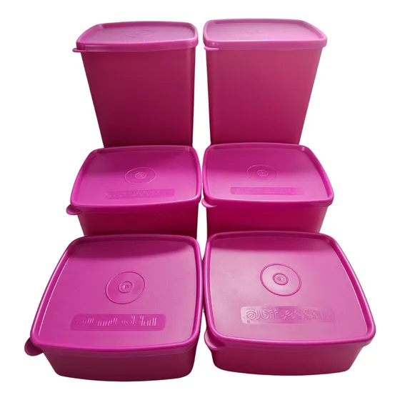 Set De 6 Envases Redondo Cuadrado Tupperware