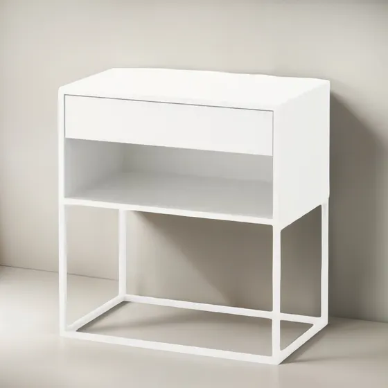 Mesa De Luz Industrial X1 Cajon Hierro - Melamina Moderna