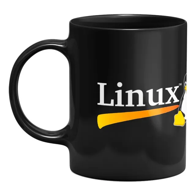 Caneca Preta - Tux Linux Programador 325ml Presente Oferta