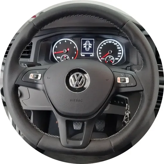 Capa De Volante Costurada Polo Msi (em Preto Liso L. Prata)