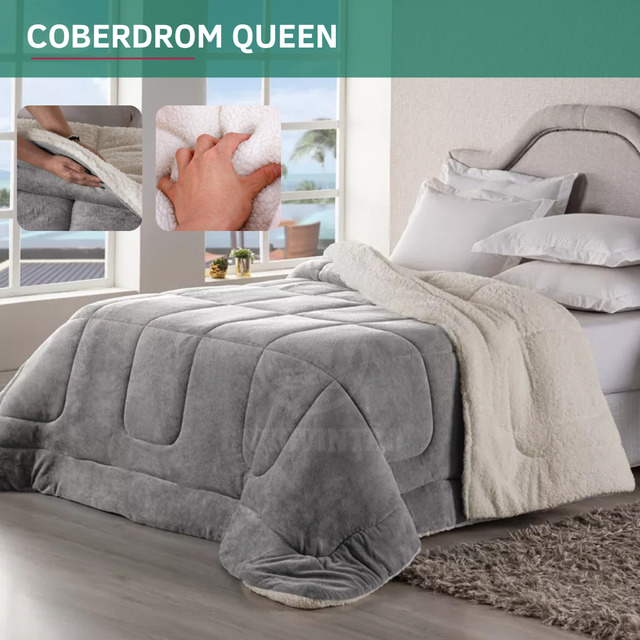Coberdrom Casal Queen Size Sherpa Cobertor Edredom Inverno Pele LĂŁ Carneiro Super Macio Su... Coberdrom Casal Queen Size Sherpa Cobertor Edredom Inverno Pele LĂŁ Carneiro Super Macio Su...
