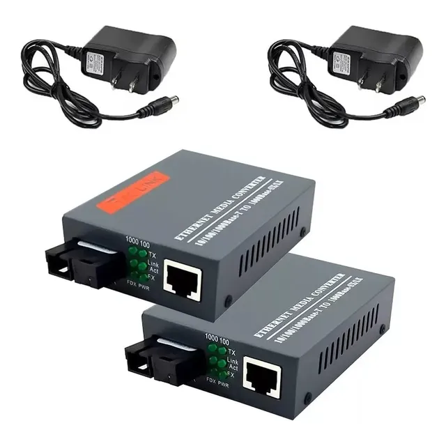 2 Piezas Convertidores Fibra Óptica Gigabit 1000mb Ethernet