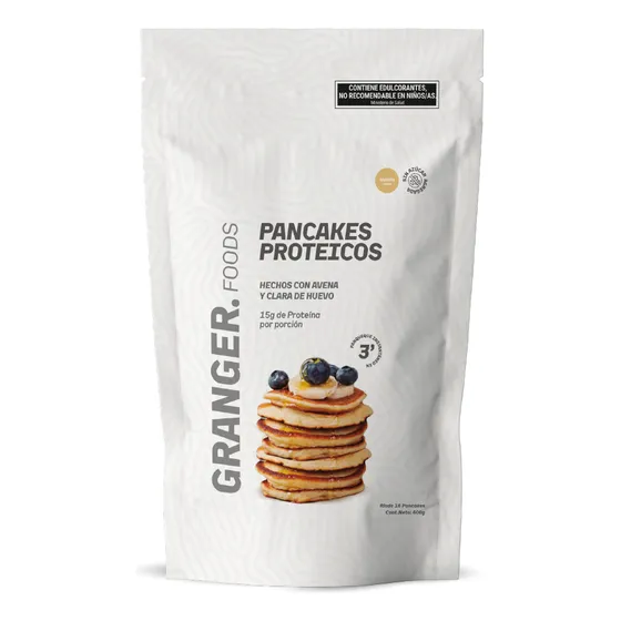 Pancakes Proteicos 400g Granger Avena Proteina Huevo 15g sabor Vainilla