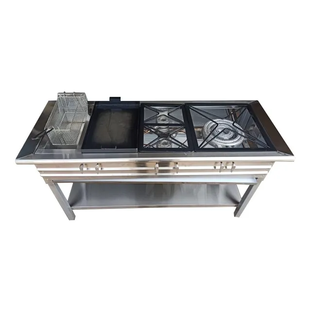 Estufa Cocina Industrial Freidor Plancha Triple Quemador