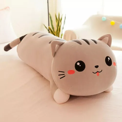 2024 Un Cojín Largo Y Suave De Peluche Con Forma De Gato
