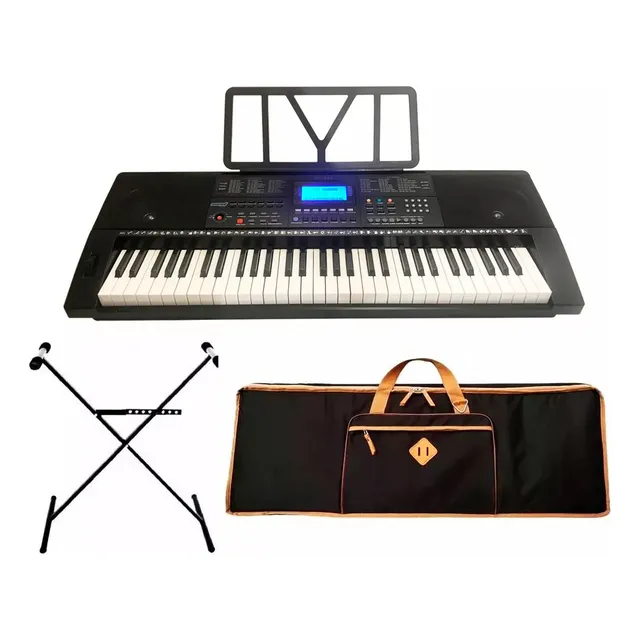 Teclado Organo 5 Octavas Sensitivo 61 Teclas + Funda Y Pie