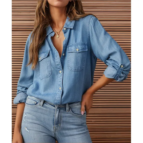 Camisa Vaquera De Mujer De Alta Calidad Chambray Jean Wester