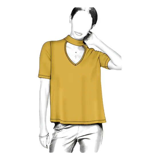 Molde Blusa Cuello Choker Mujer