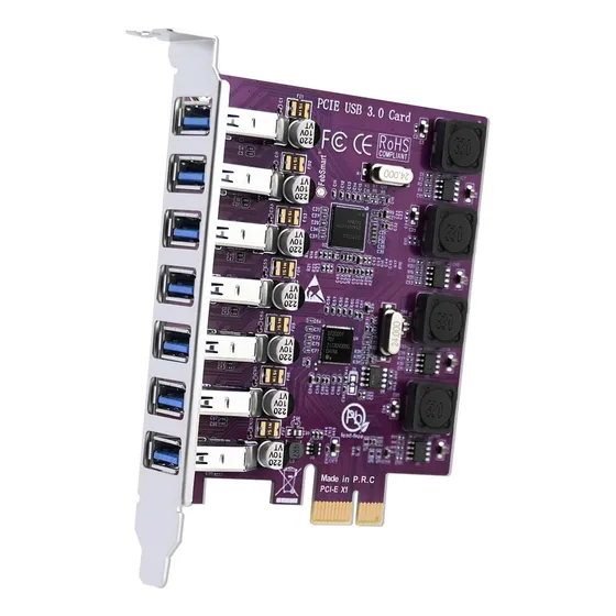 Febsmart 7 Puertos Usb-a De 5 Gbps, Pcie Usb 3.0 For