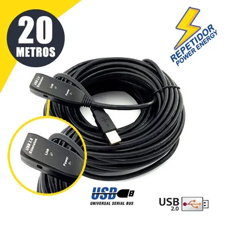 Extensor USB activo con repetidor USB Am X Af 20 metros