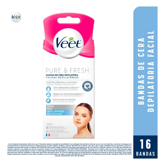 Bandas Cera Veet Depilacion Facial Piel Sensible X 16