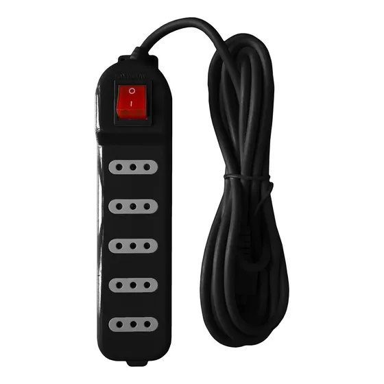 Alargador con Switch 5 Posiciones 3mts Negro Macrotel