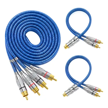Cabo Rca 5m Kit 1 + 2 Y Dupla Blindagem Cobre Áudio