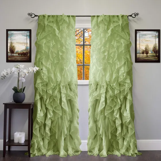 Curtains Sweet Home Collection Sheer Voile Ruffled Waterfall