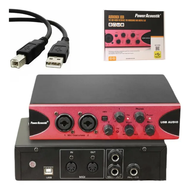 Interfaz De Audio Portatil Usb Dj Karaoke 48v 2 Entradas Mid