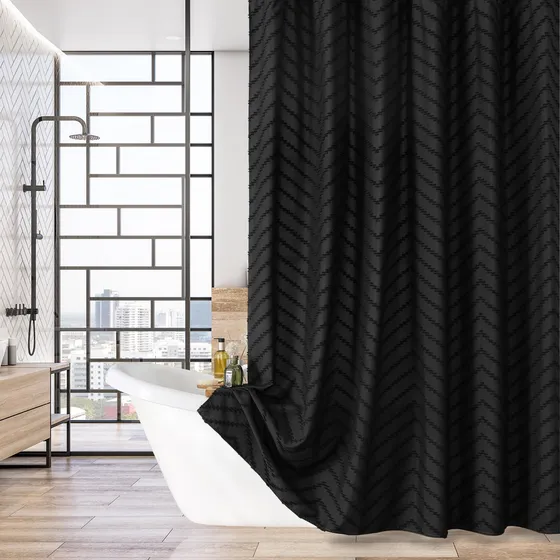 Gibelle Cortina Ducha Bohemia Negra Para Baño Moderna Casa X