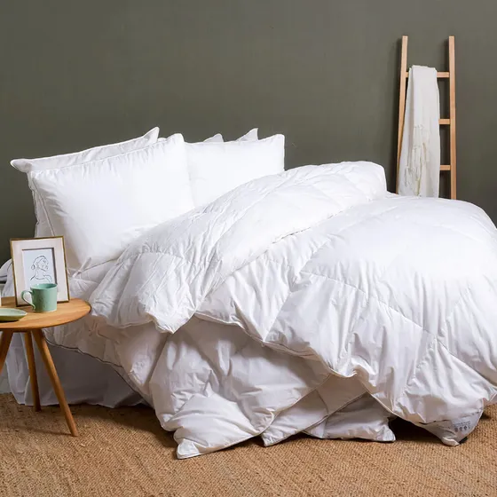Acolchado Edredón Nórdico Pluma Duvet Algodón Queen 2 1/2 Blanco + Funda Nórdica De Regalo Lisa