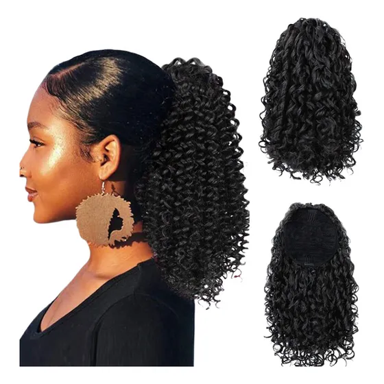 Aplique De Cabelo Orgânico Rabo De Cavalo Puf Cacheado Curto