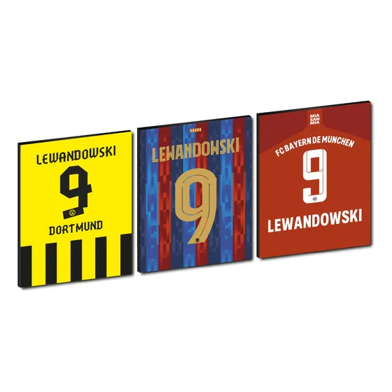 3 Cuadros Robert Lewandowski Barcelona Borussia Bayern 30x40