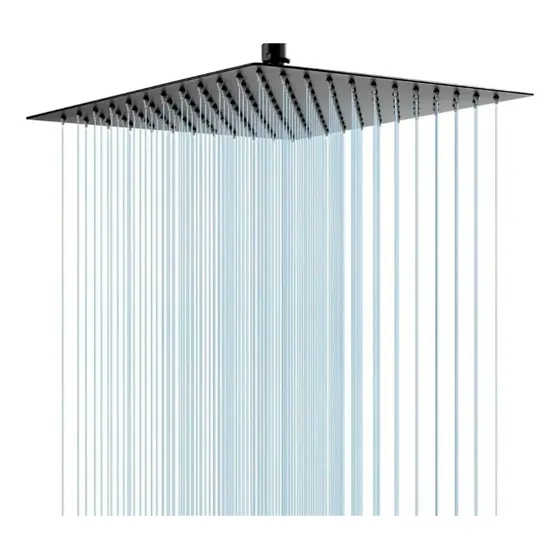 Regadera Cuadrada 20cm Acero Inox 304 Alta Y Baja Negro Mate