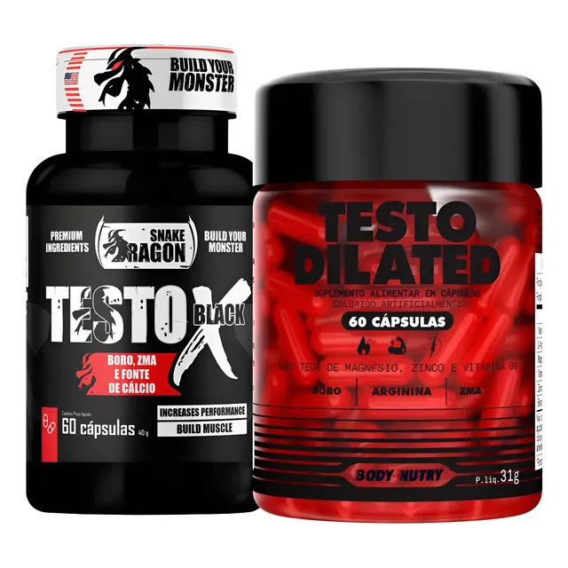 Kit Pré Hormonal 1x Testox + 1x Dilated 60 Cáps Vit Minerais Sem Sabor