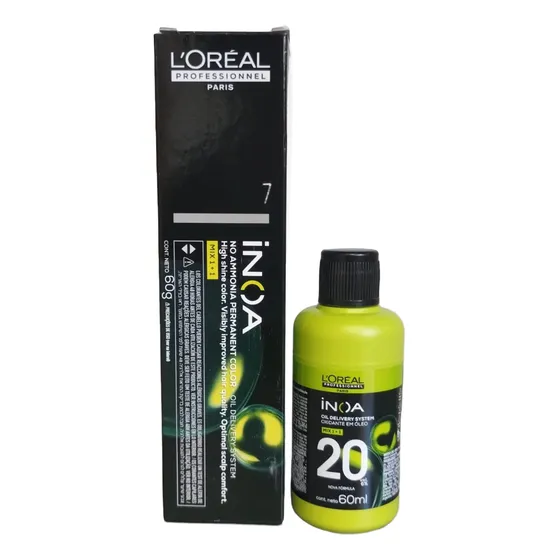 Kit Loreal Inoa 7 Louro + Ox 20vol 60ml