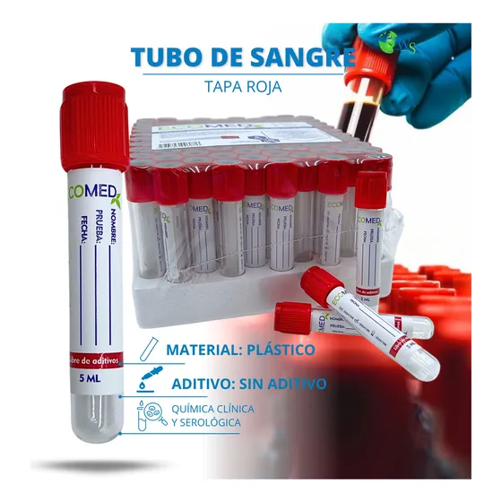 Tubos Recolección Sangre Tapa Roja. Plástico. Gradilla X 100