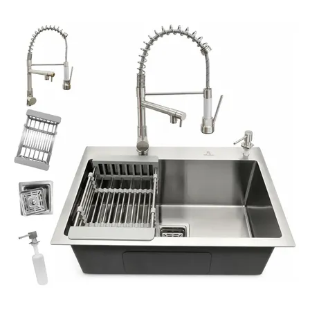Kit Cuba Gourmet 60x40 Aço Inox 304 Com Torneira Monocomando Aço Inox Escovado