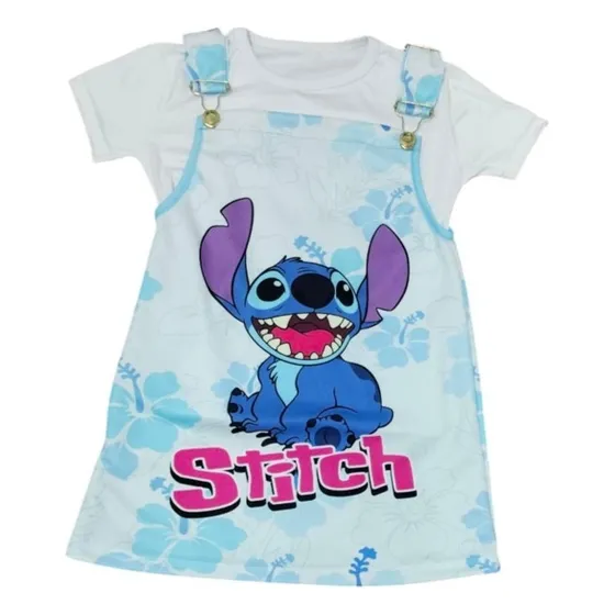 Vestido Tipo Jumper De Stitch Para Niñas Vestido Y Playera