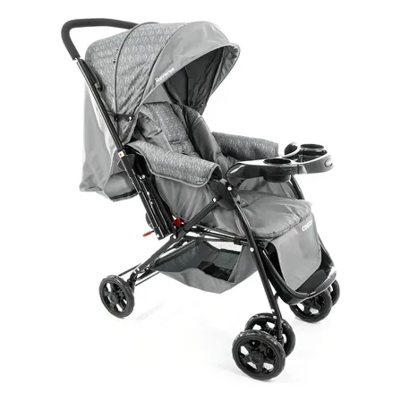 Carrinho De Bebê Reverse Cinza Rajado - Cosco Kids Cinza-escuro Preto