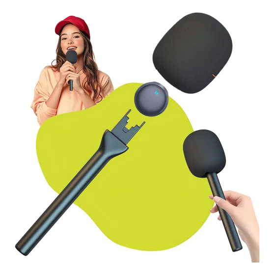 Suporte Mão Bastão P/ Entrevista Adaptador Microfone Lapela