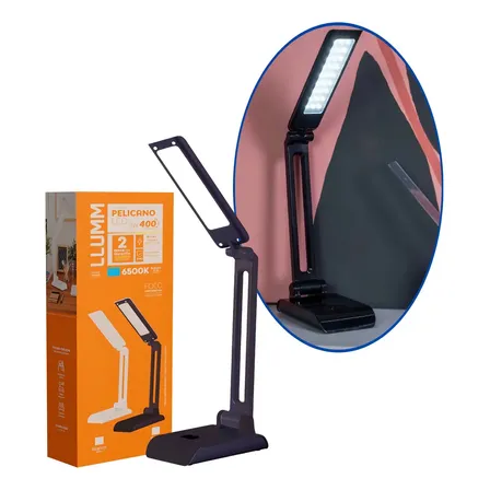 Abajur E Luminária Led De Mesa Preto Articulável Luz Fria Pelicano Llumm 127/220v