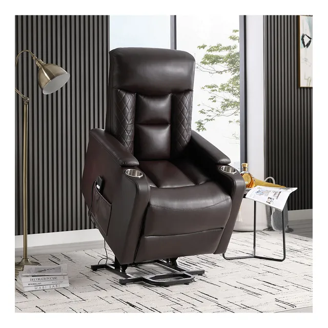 Poltrona Sillón Reclinable Con Elevación + Posa Vasos