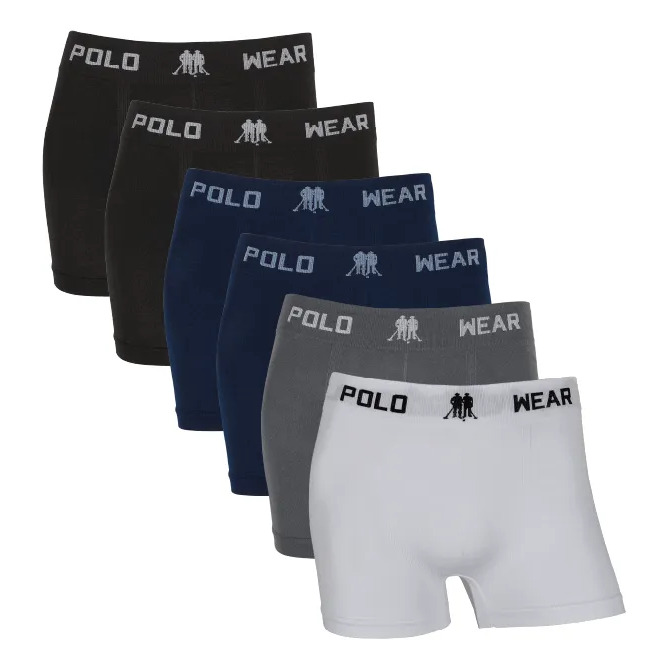 Kit 6 Cuecas Boxer Sem Costura Polo Wear Microfibra