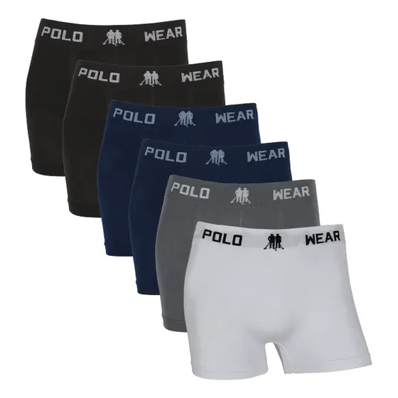 Kit 6 Cuecas Boxer Sem Costura Polo Wear Microfibra
