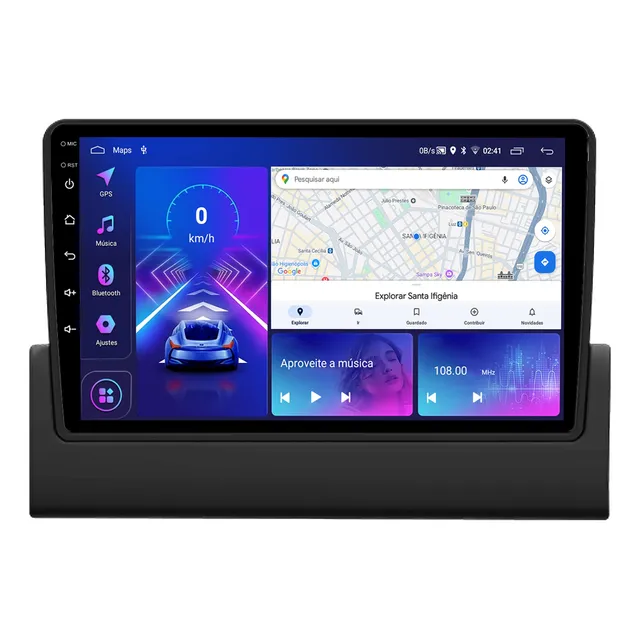 Kit Multimidia Uno Mille 9p Android 13 Carplay 2gb 64gb
