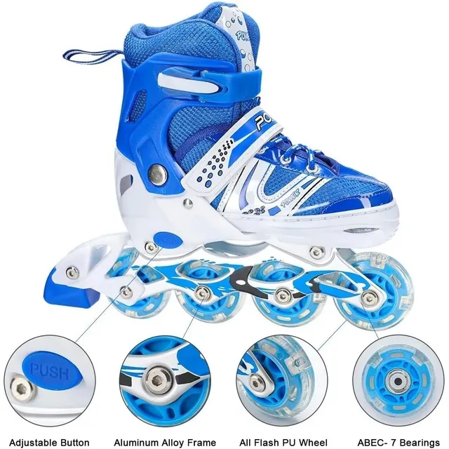 Patines Lineales Ajustable D Niño + Kit De Protección 2 En 1