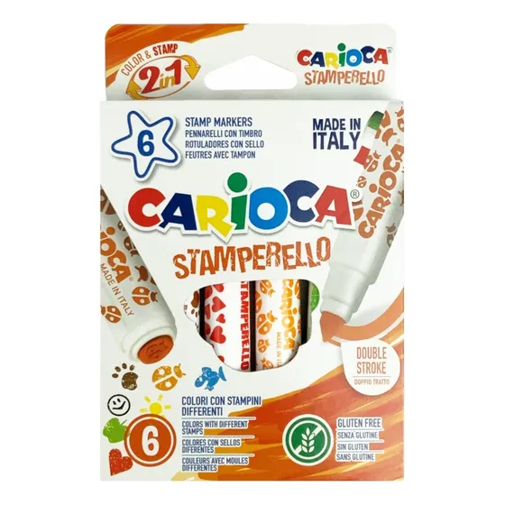 Marcador Carioca Stamperello Marcador + Sello X6 Colores